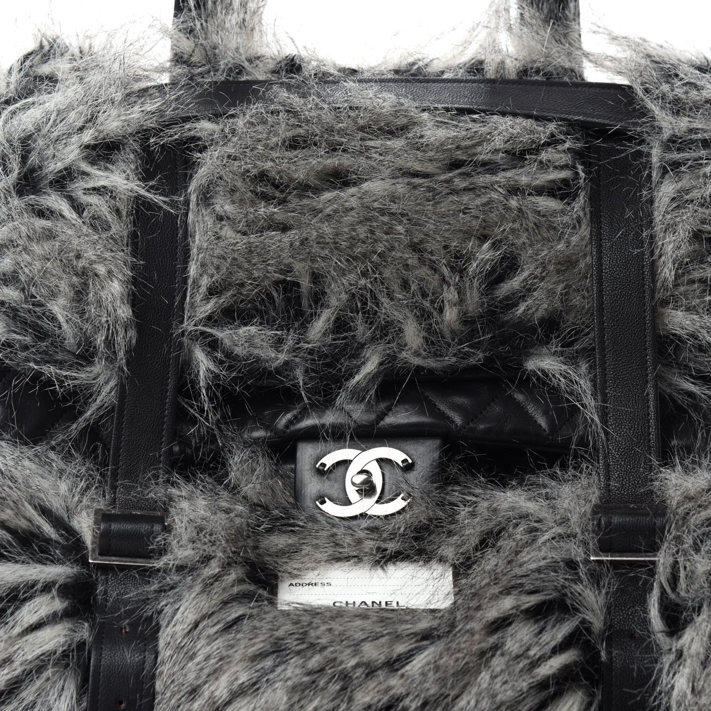 Iridescent Calfskin Fantasy Fur Backpack Grey
