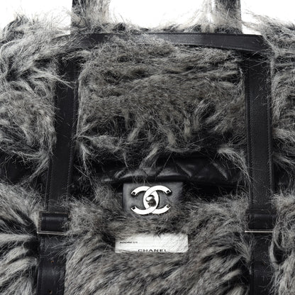Chanel Iridescent Calfskin Fantasy Fur Backpack Grey 12 of 12