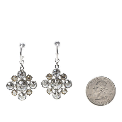 Chanel Crystal CC Dangle Earrings Silver 2 of 4