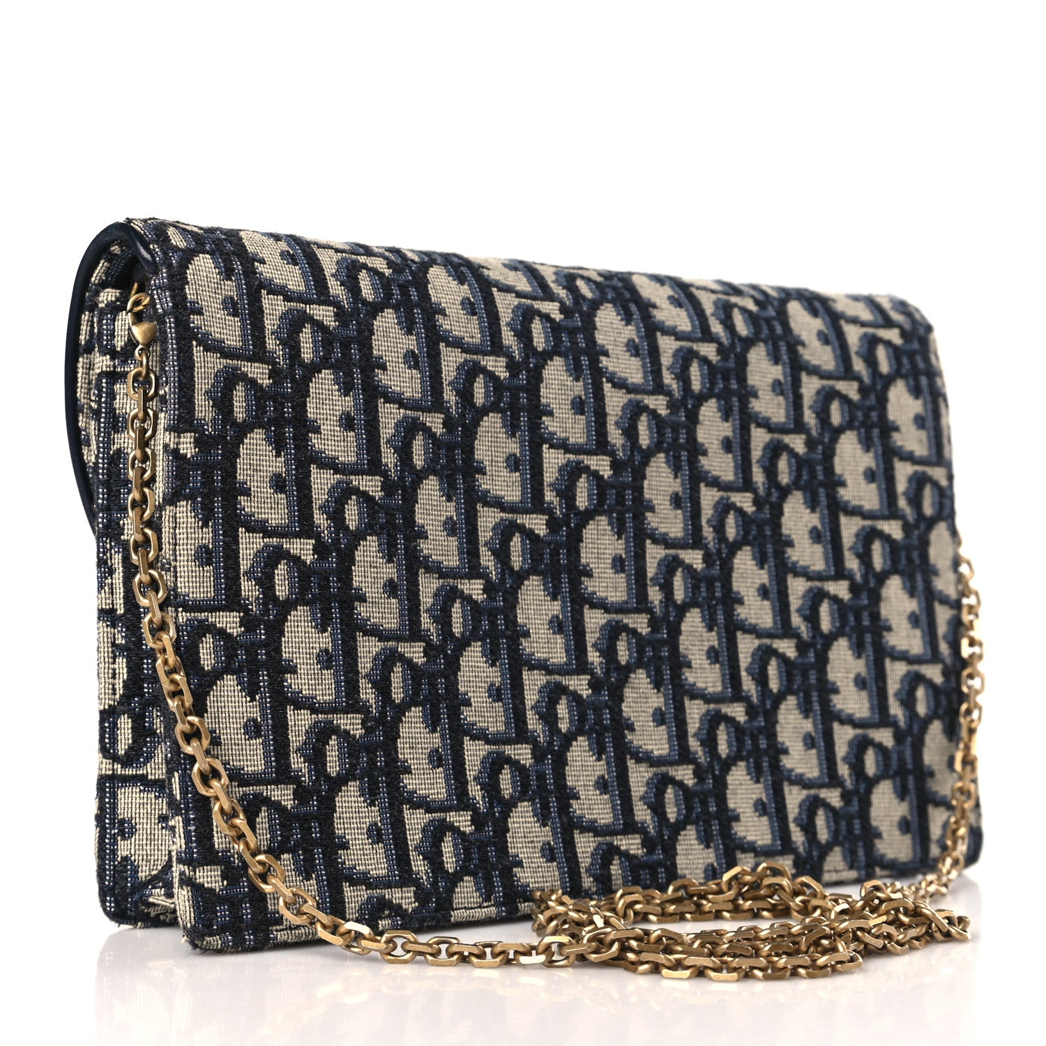 Christian Dior Oblique Saddle Chain Pouch Blue 2 of 8