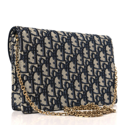 Christian Dior Oblique Saddle Chain Pouch Blue 2 of 8