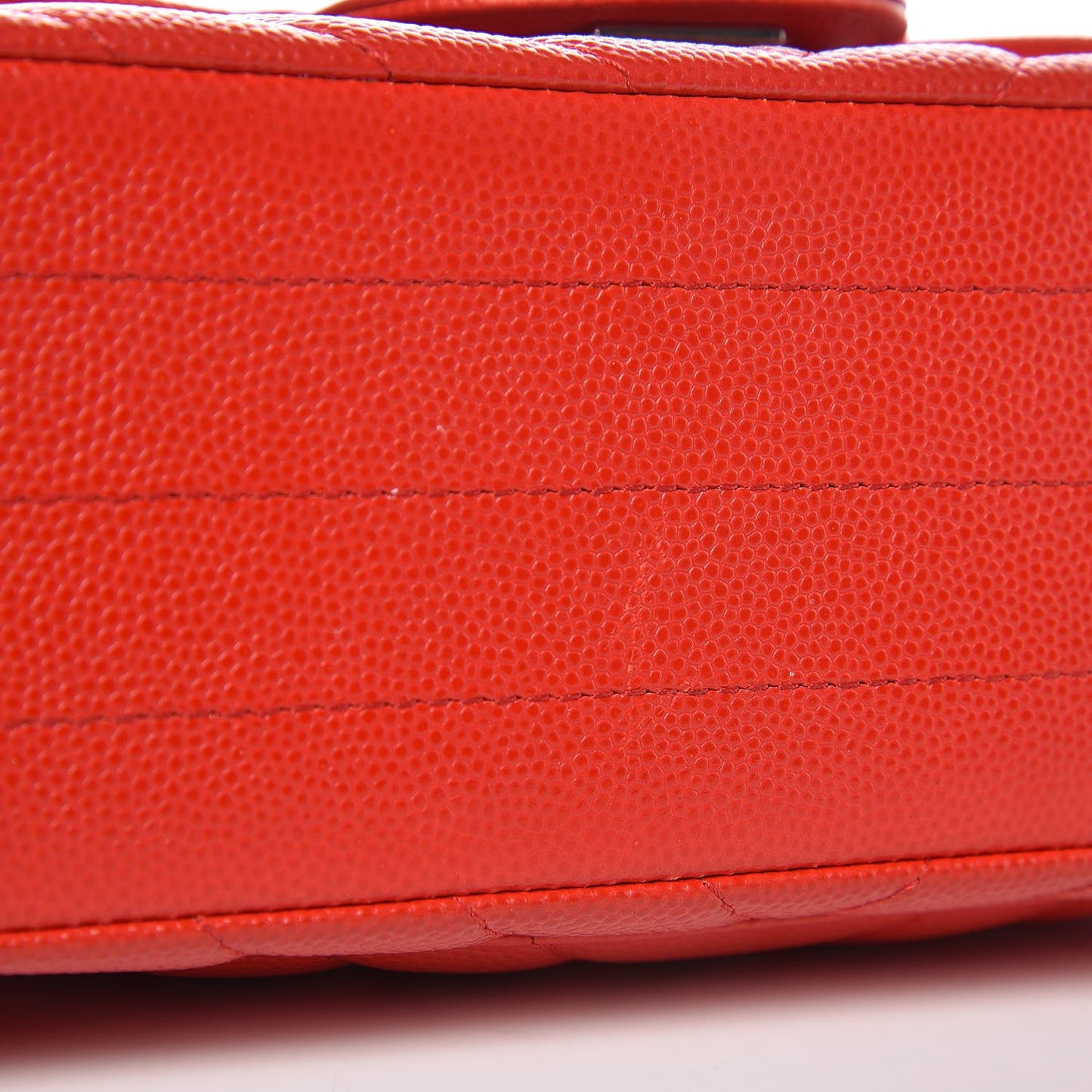 Caviar Chevron Quilted Mini Rectangular Flap Red