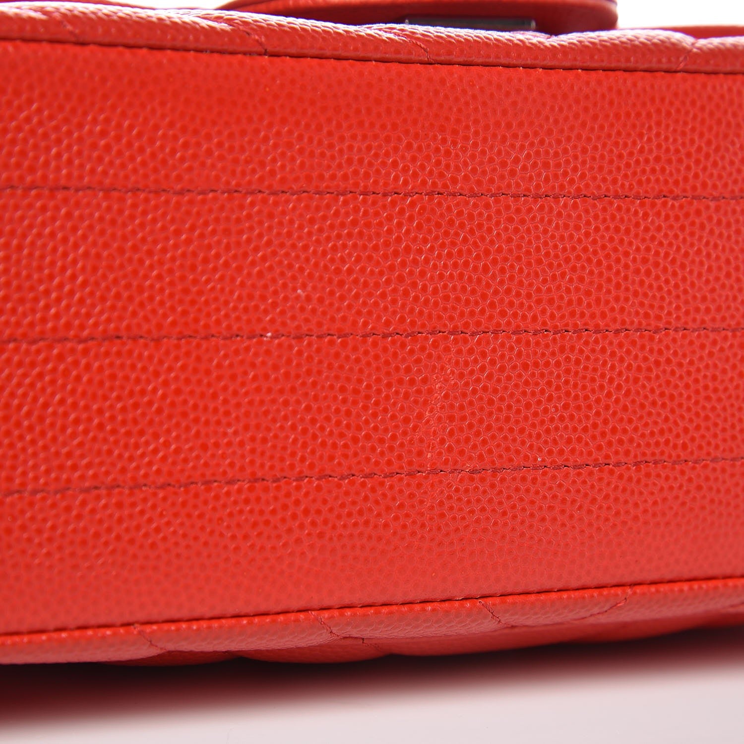 Chanel Caviar Chevron Quilted Mini Rectangular Flap Red 8 of 10