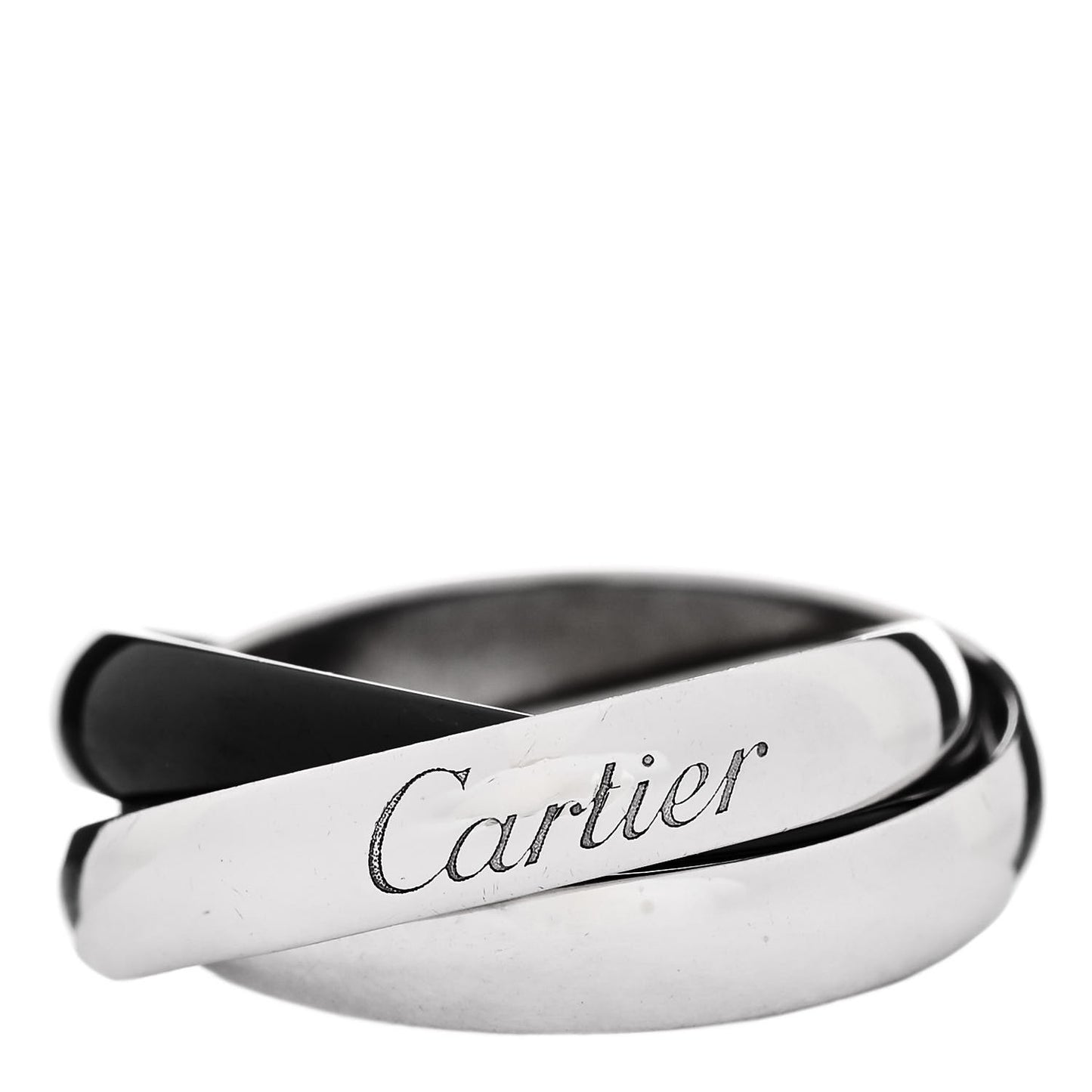 18K White Gold Black Ceramic Trinity Ring 49 4.75