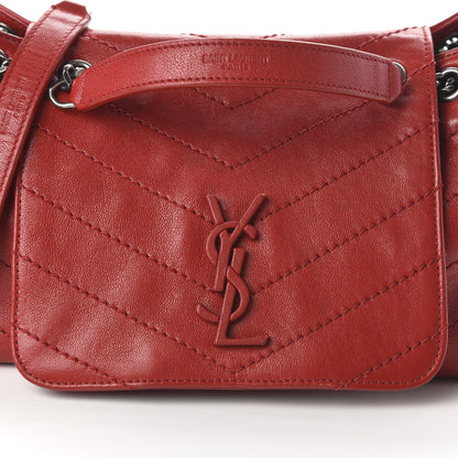 Saint Laurent Pebbled Lambskin Chevron Monogram Small Nolita Rouge 9 of 9