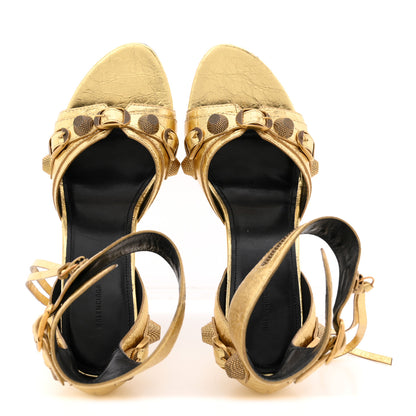 Balenciaga Metallic Agneau Arena Cagole 110mm Sandals 38 Silver 40 Gold 2 of 13