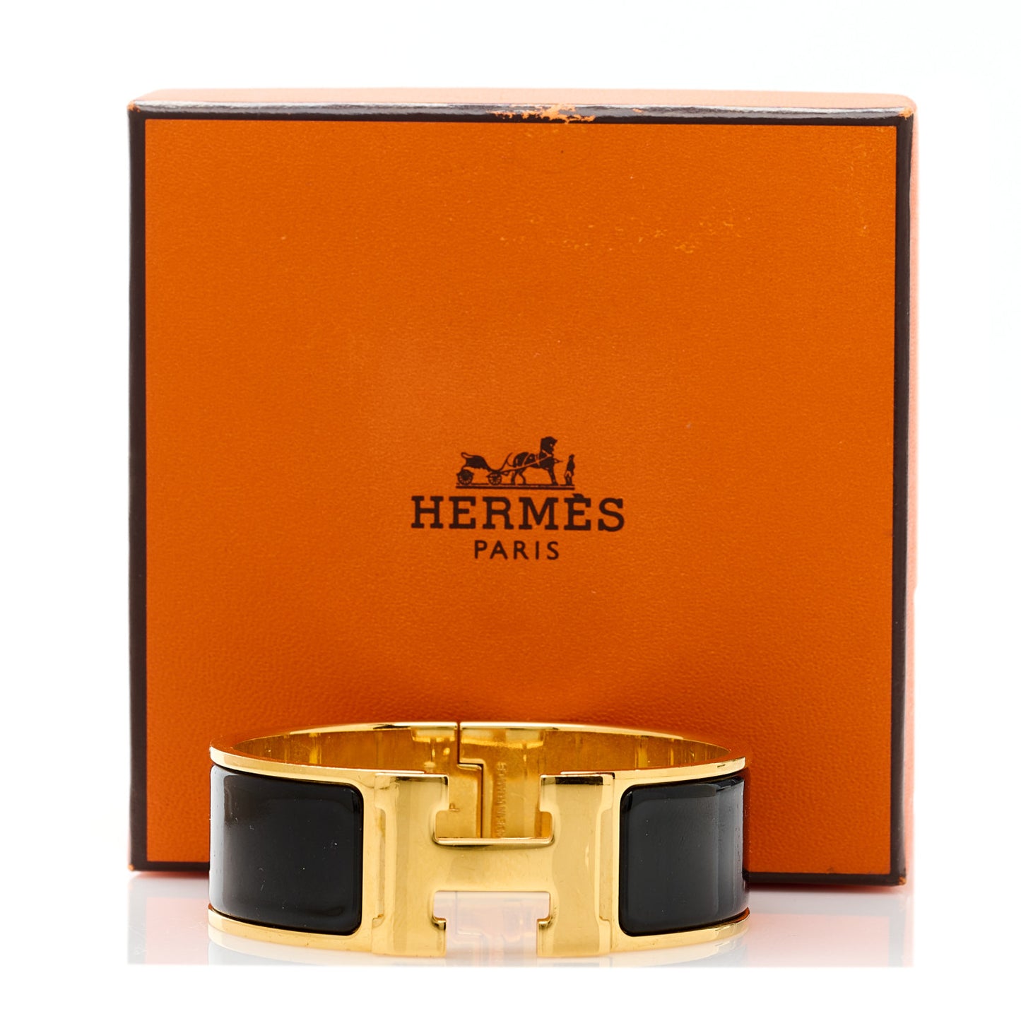 Enamel Wide Clic Clac H Bracelet PM Black