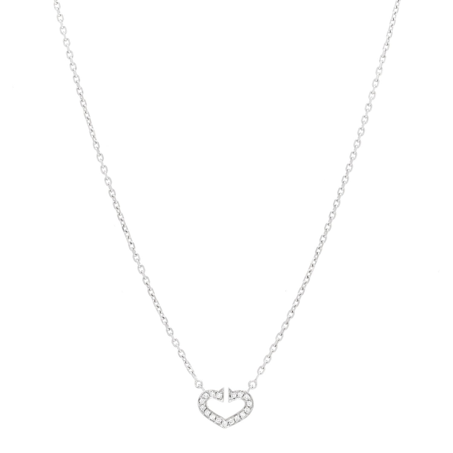 Cartier 18K White Gold Diamond Small Hearts and Symbols Pendant Necklace 1 of 3