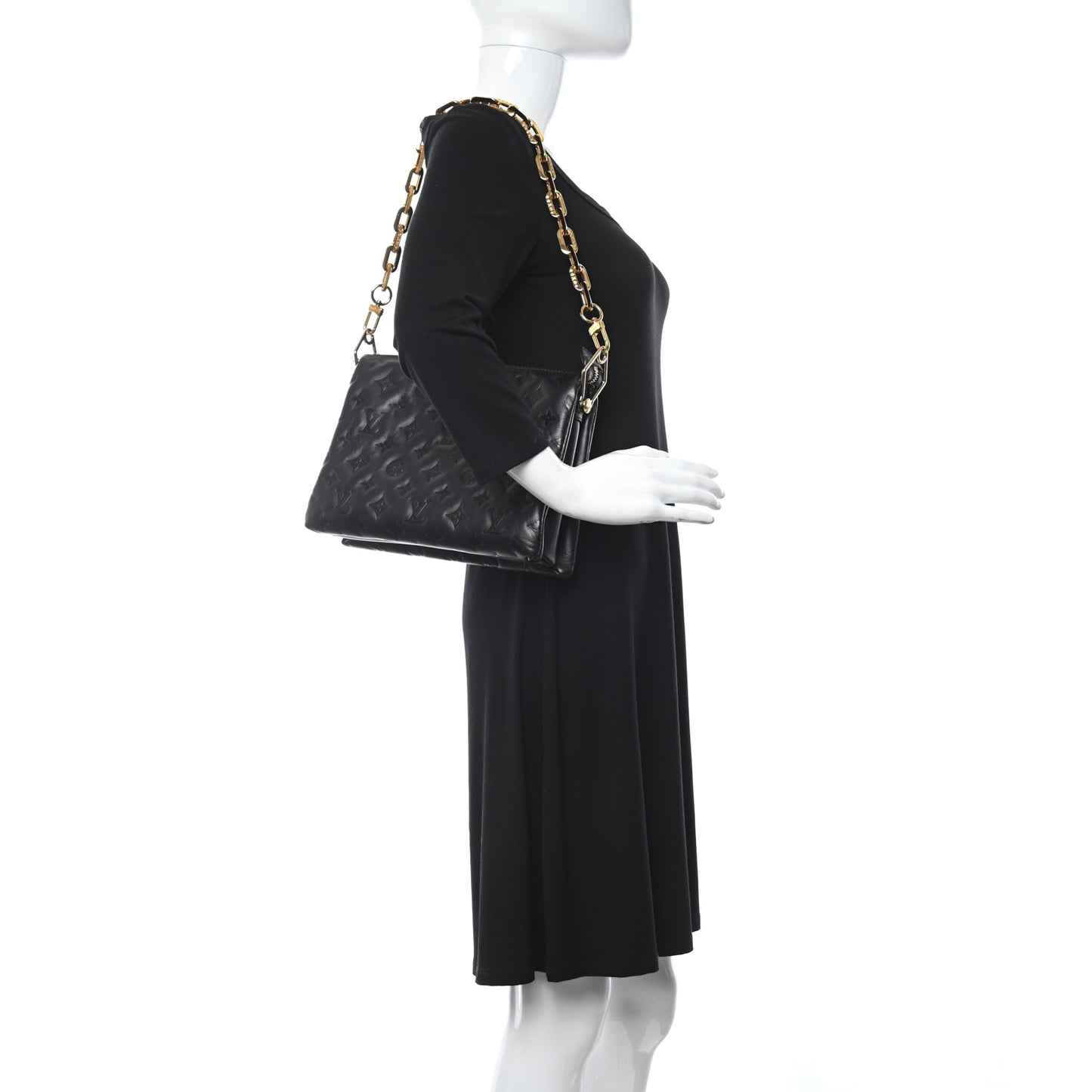 Lambskin Embossed Monogram Coussin PM Black