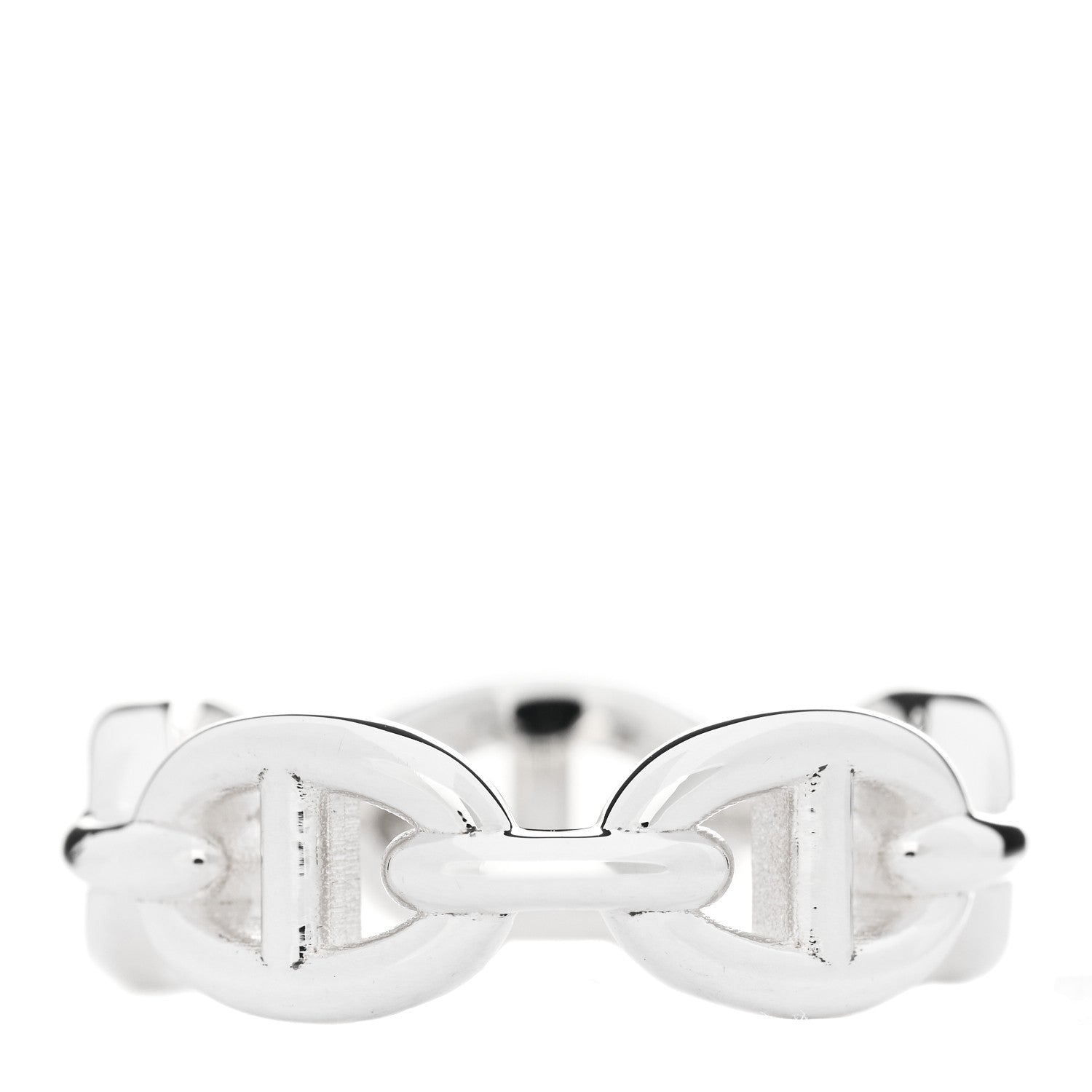 Hermes Sterling Silver PM Chaine d'Ancre Enchainee Band Ring 55 7.25 3 of 9