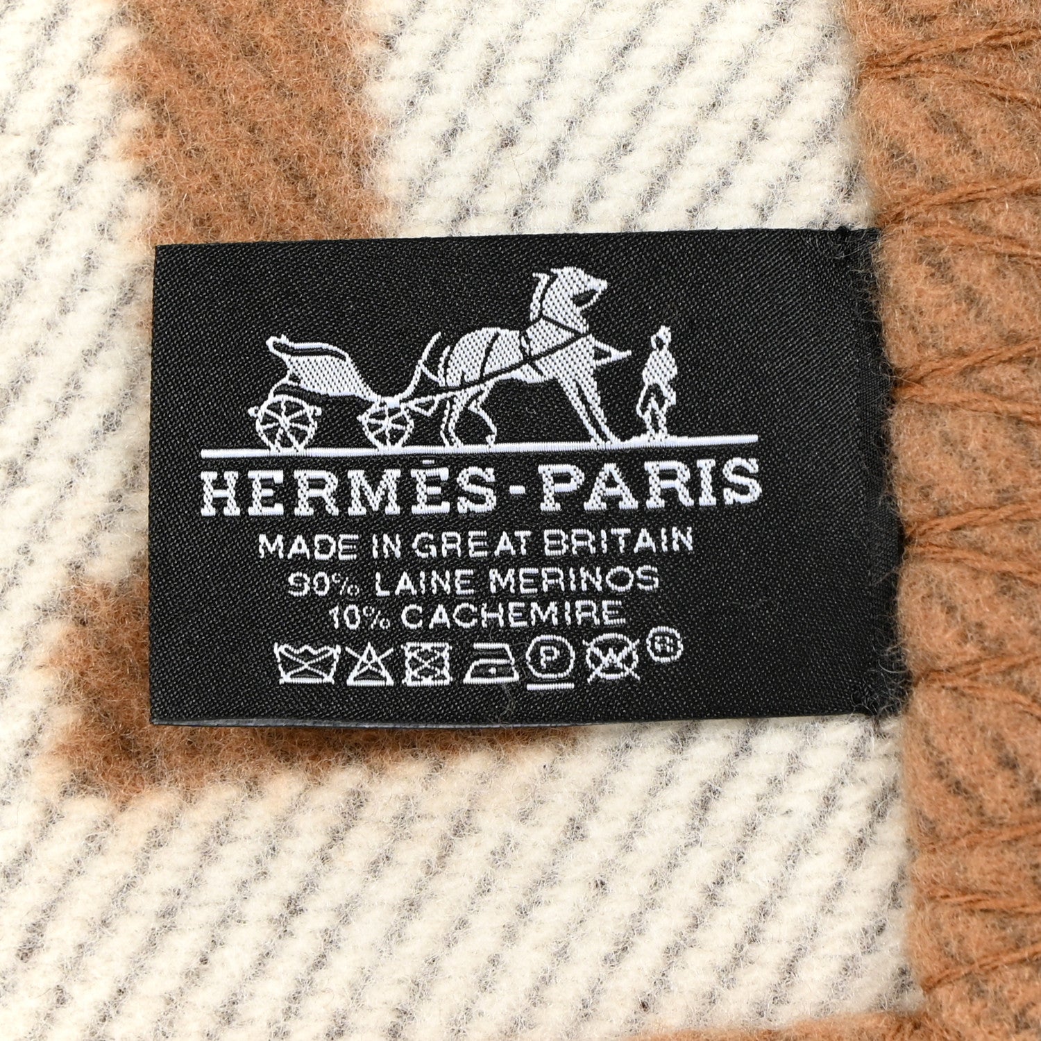 Hermes Wool Cashmere Avalon Blanket Ecru Camel 3 of 3