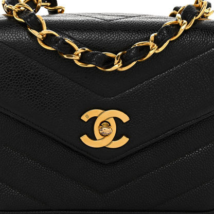 Chanel Caviar Chevron Mini Flap Black 8 of 10