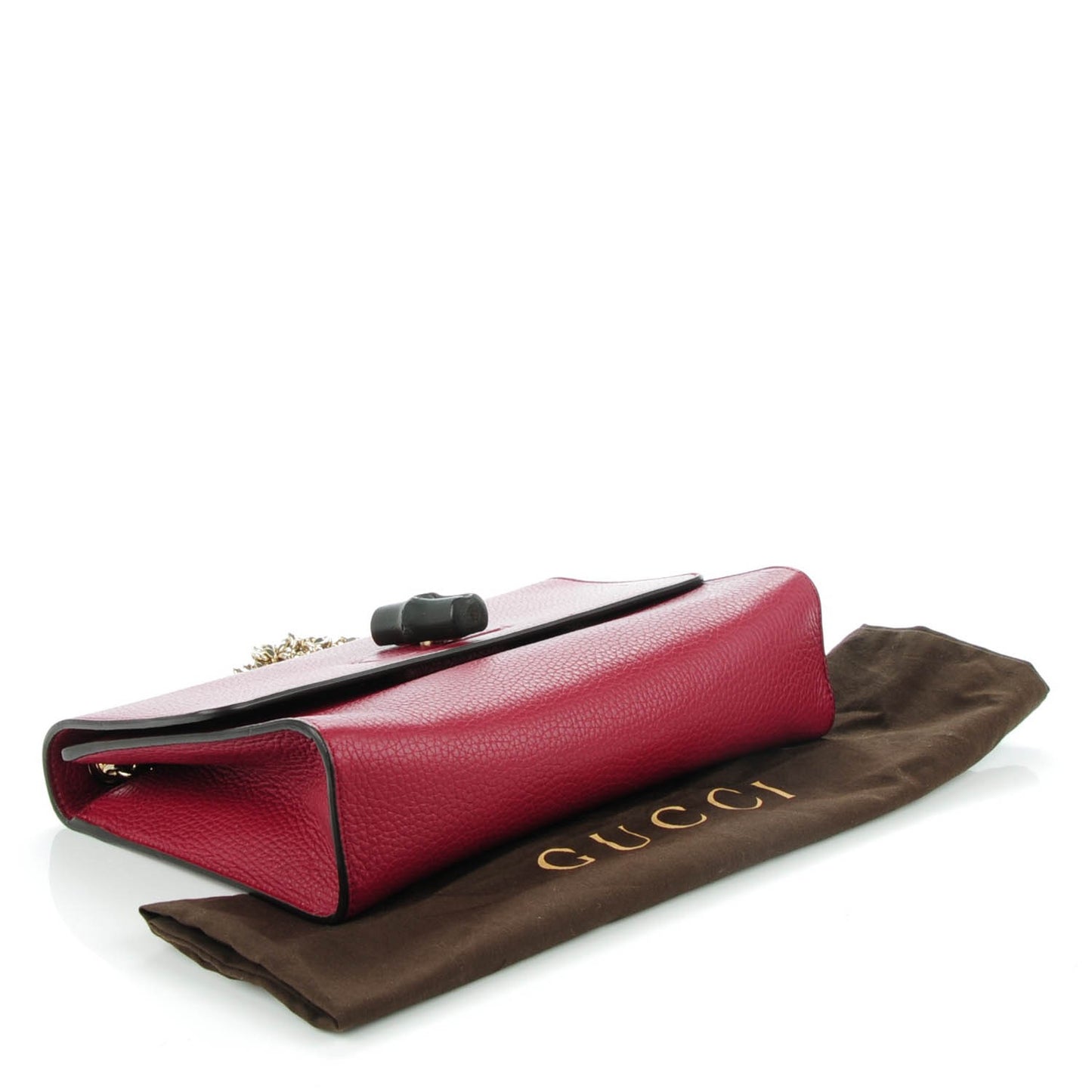 Pebbled Calfskin Medium Miss Bamboo Shoulder Bag Burgundy