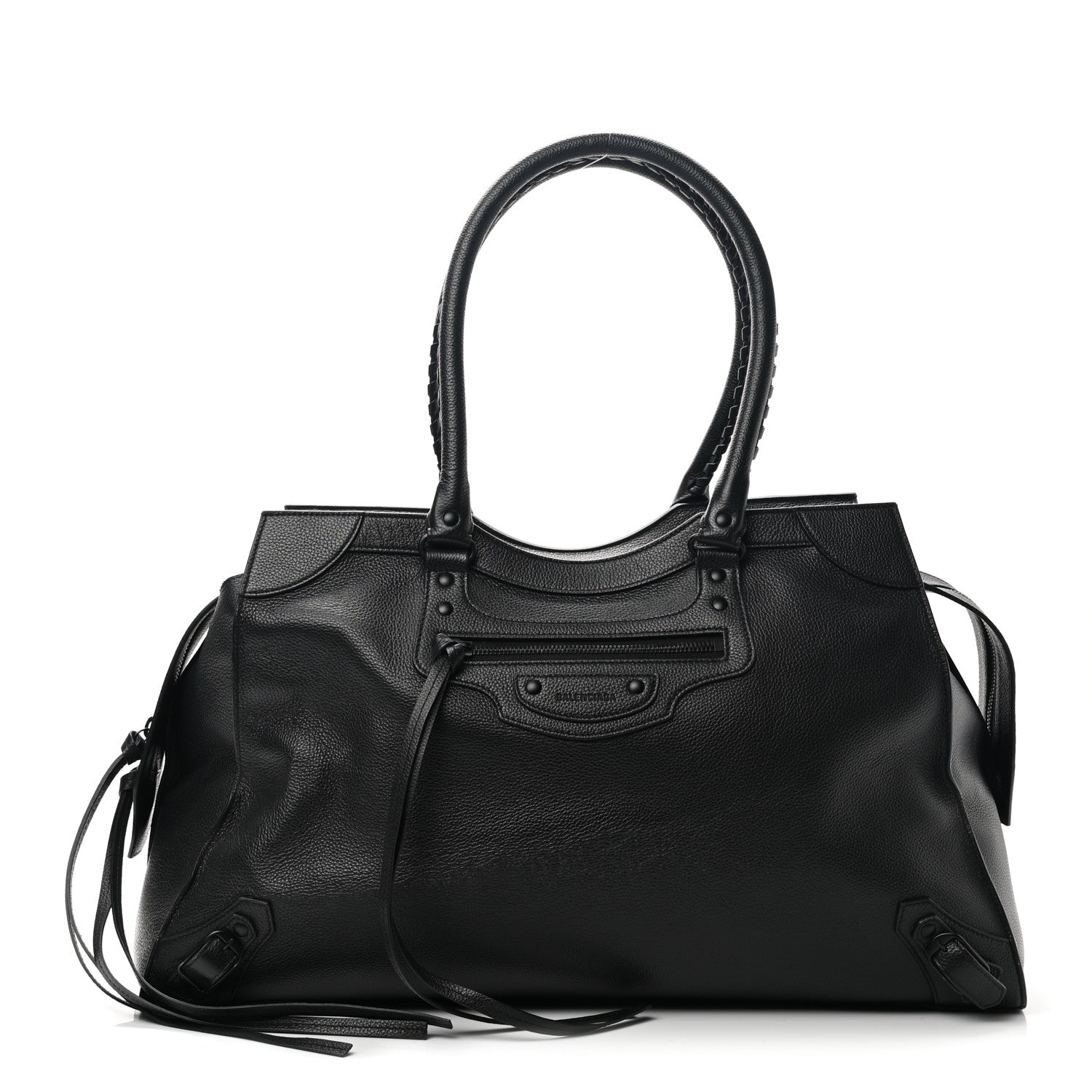 Balenciaga Grained Calfskin Neo Classic Black Hardware Large Top Handle Bag Black 1 of 12