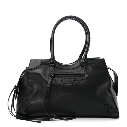Balenciaga Grained Calfskin Neo Classic Black Hardware Large Top Handle Bag Black 1 of 12