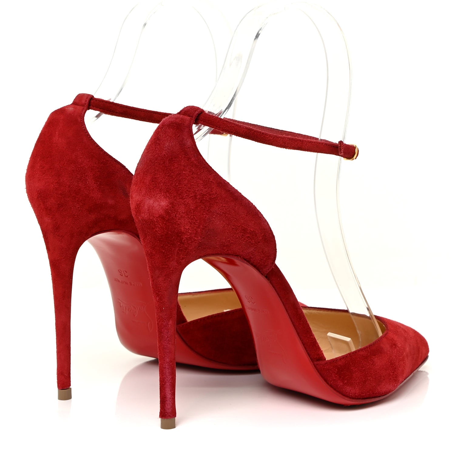 Christian Louboutin Veau Velours Uptown 100 Pumps 36 Carmin 5 of 19
