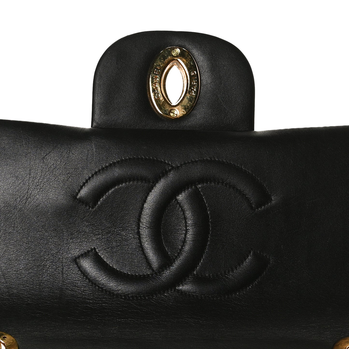 Lambskin Quilted XL Jumbo Single Flap Black