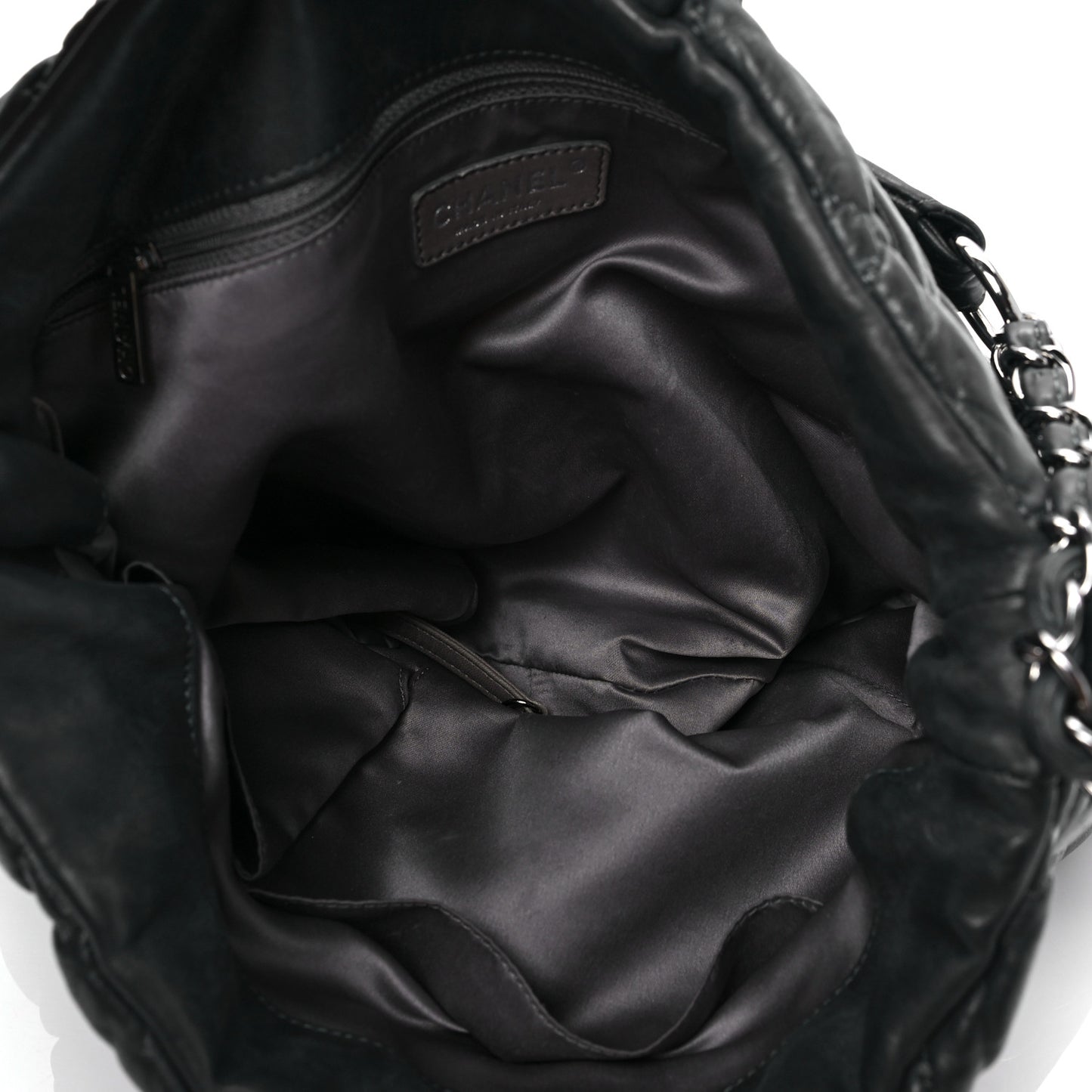 Iridescent Calfskin Bubble Quilt Hobo Black