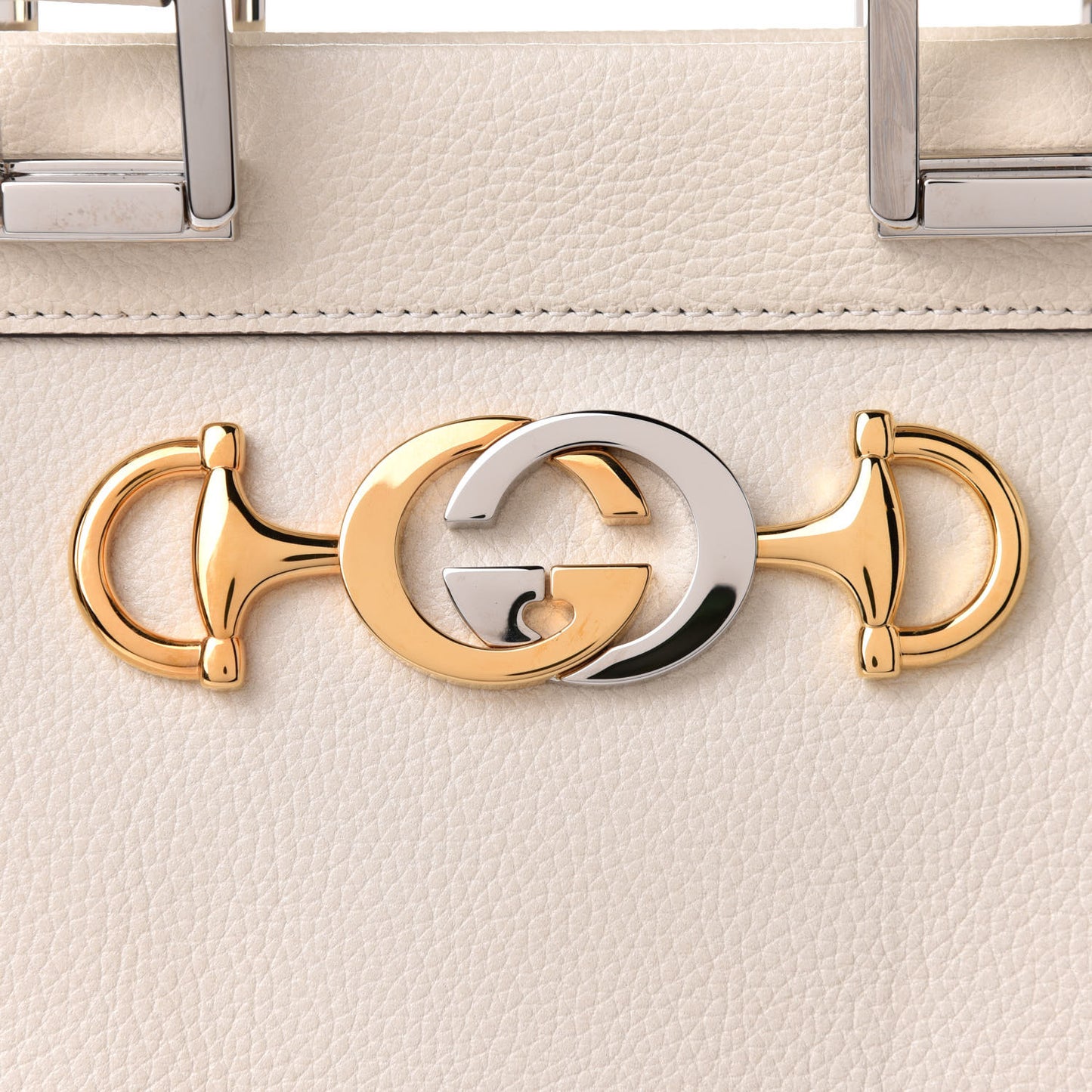 Grainy Calfskin Small Zumi Top Handle Bag Mystic White