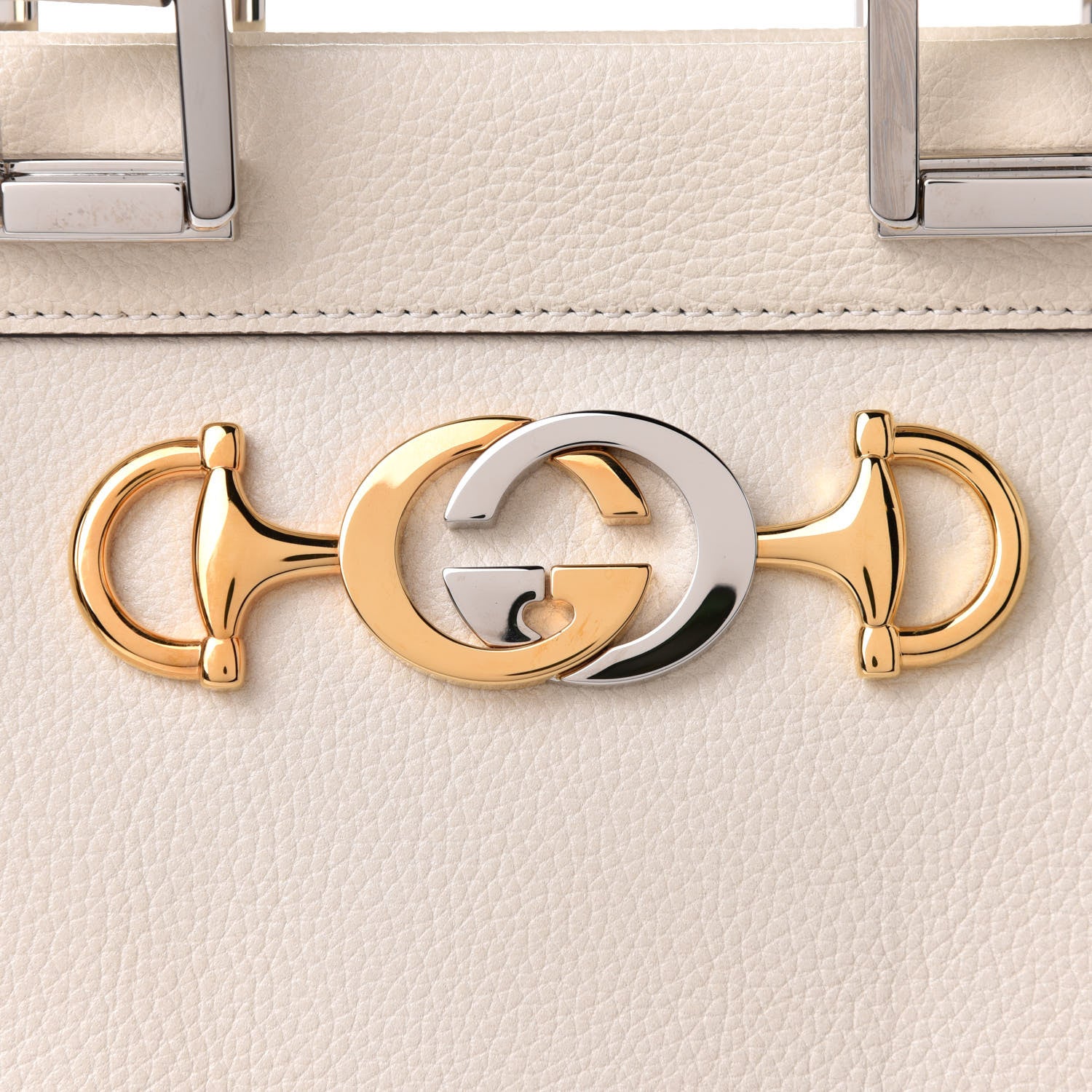Gucci Grainy Calfskin Small Zumi Top Handle Bag Mystic White 11 of 11