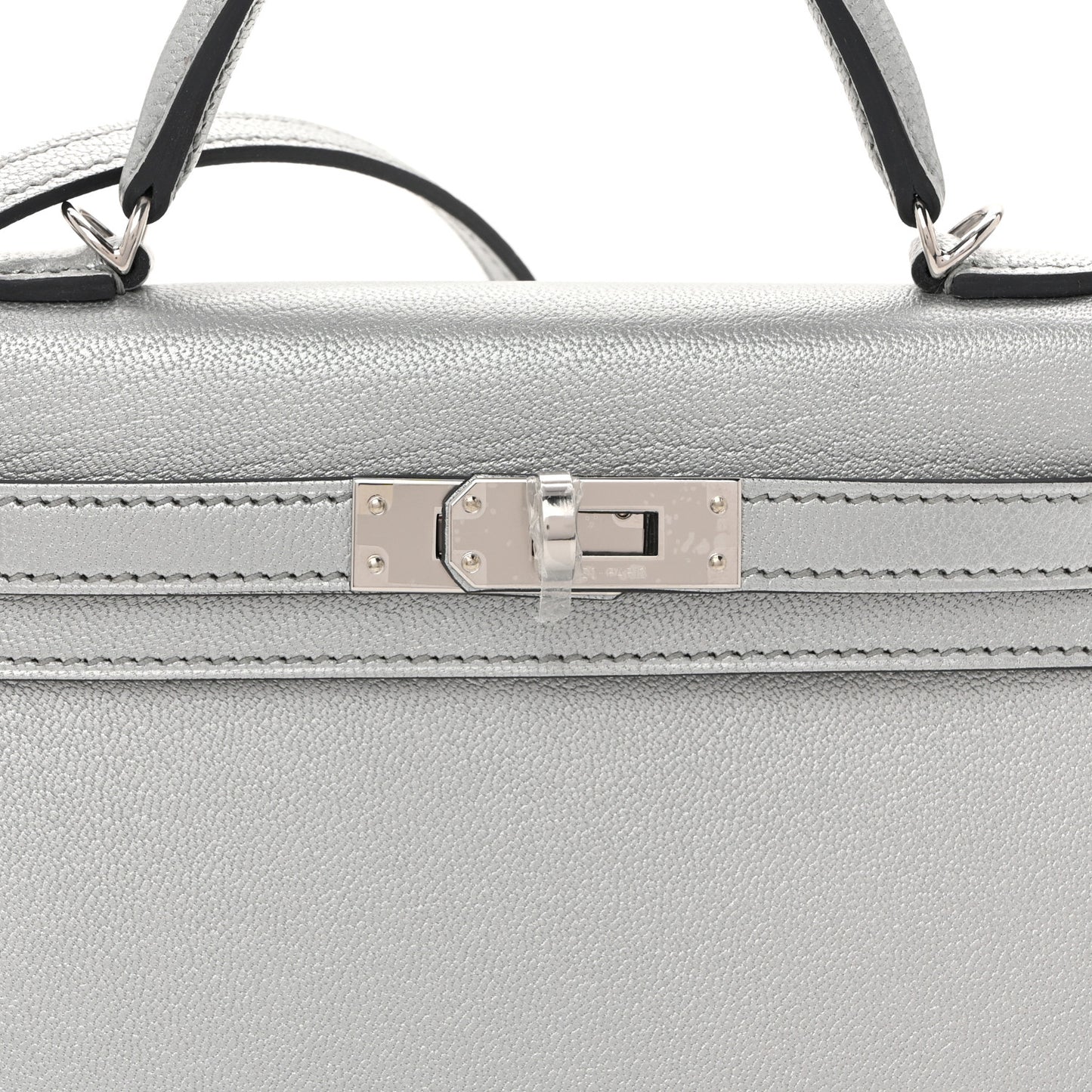 Metallic Chevre Chamkilight Mini Kelly Sellier 20 Argent