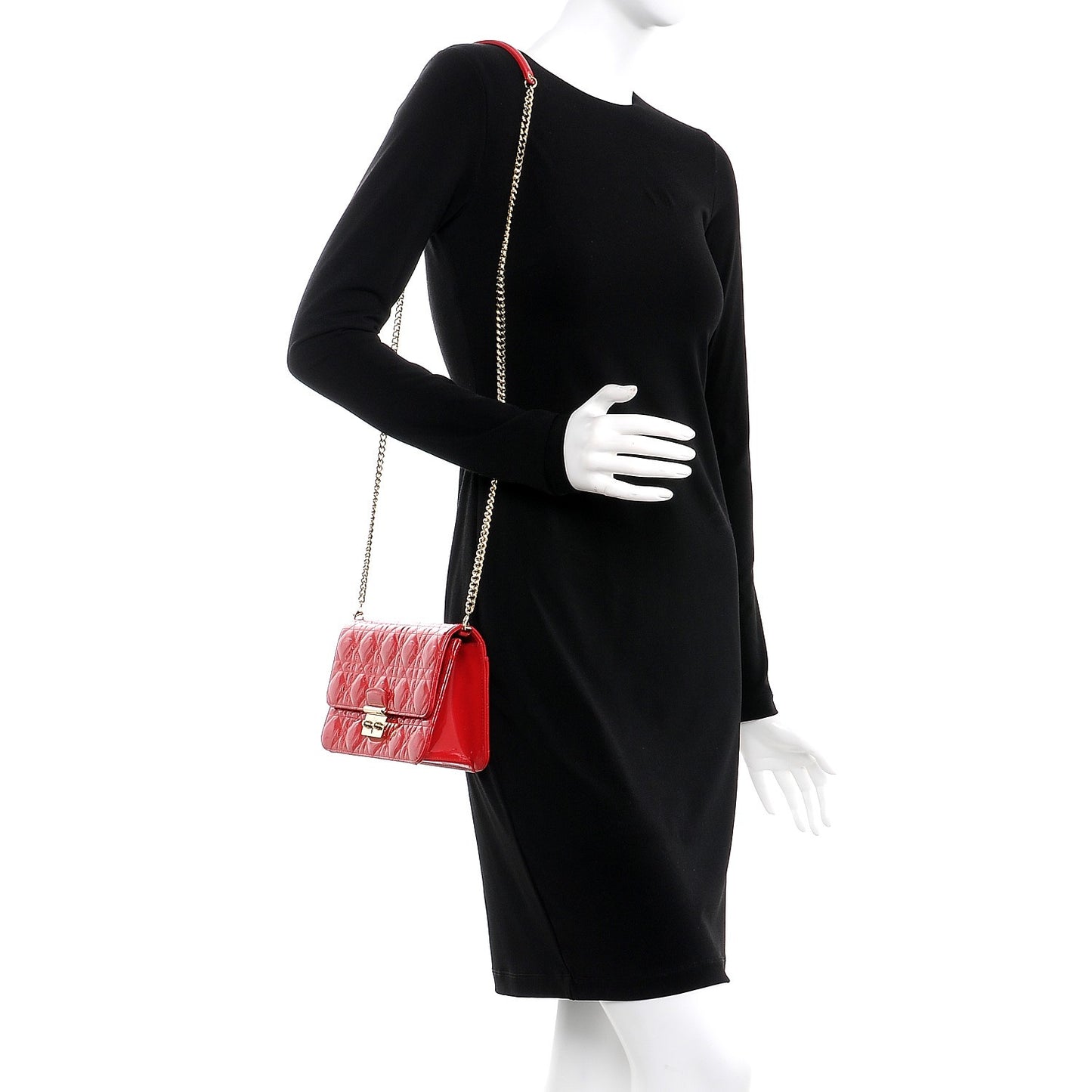 Patent Cannage Miss Dior Promenade Pouch Red