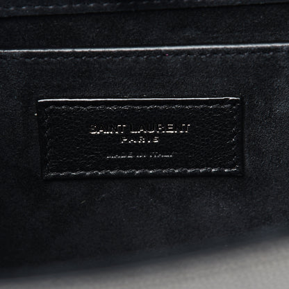 Saint Laurent Metallic Grain De Poudre Medium Classic Monogram Kate Satchel Dark Lead 6 of 10