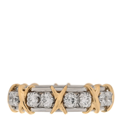 Tiffany Platinum 18K Yellow Gold Diamond Schlumberger Sixteen Stone Ring 54 7 1 of 5