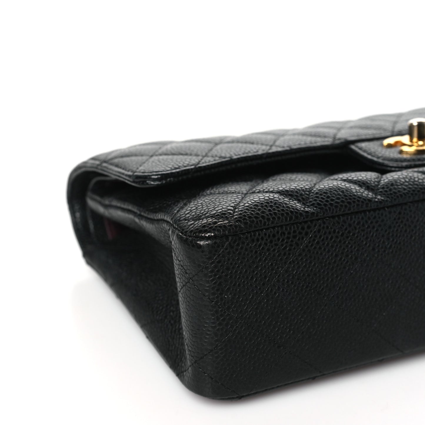 Caviar Quilted Medium Double Flap Black