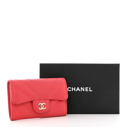 Chanel Caviar Chevron Quilted Flap Card Holder Red 11 of 11