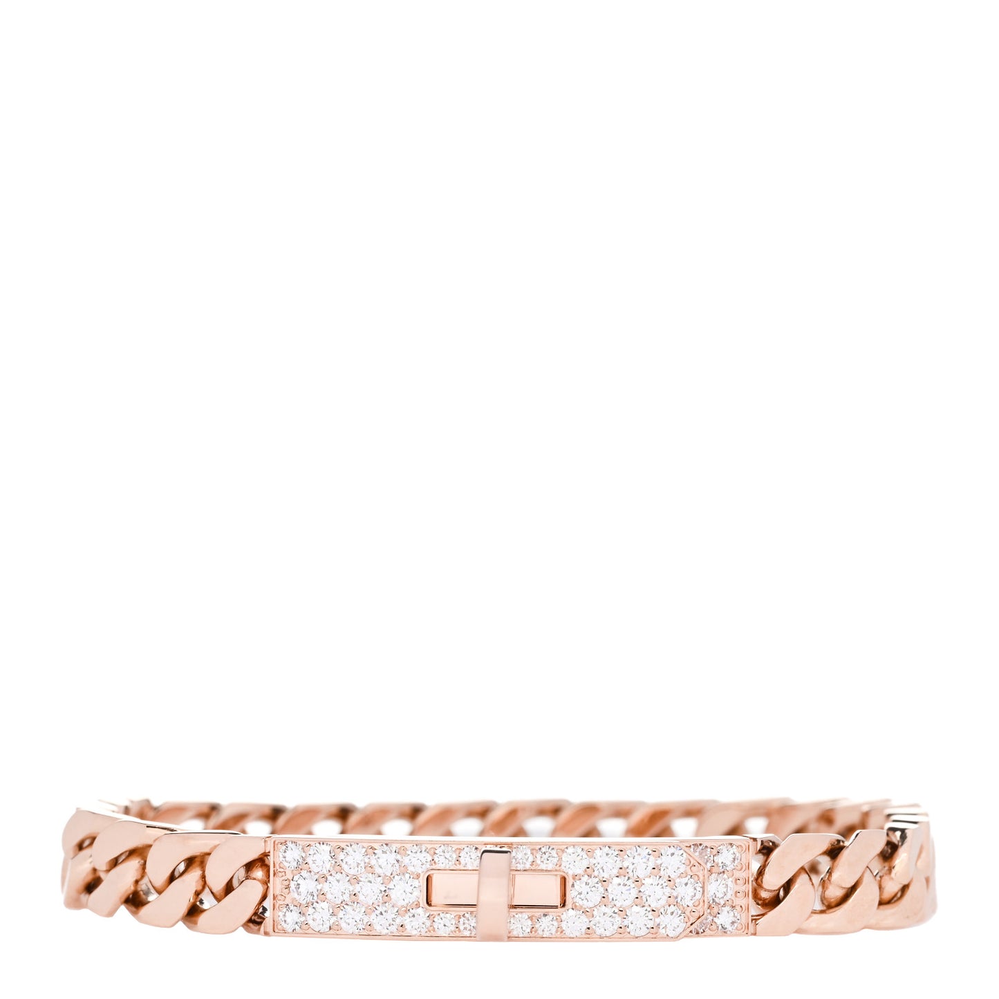 18K Rose Gold Diamond PM Kelly Gourmette Chaine Bracelet XS