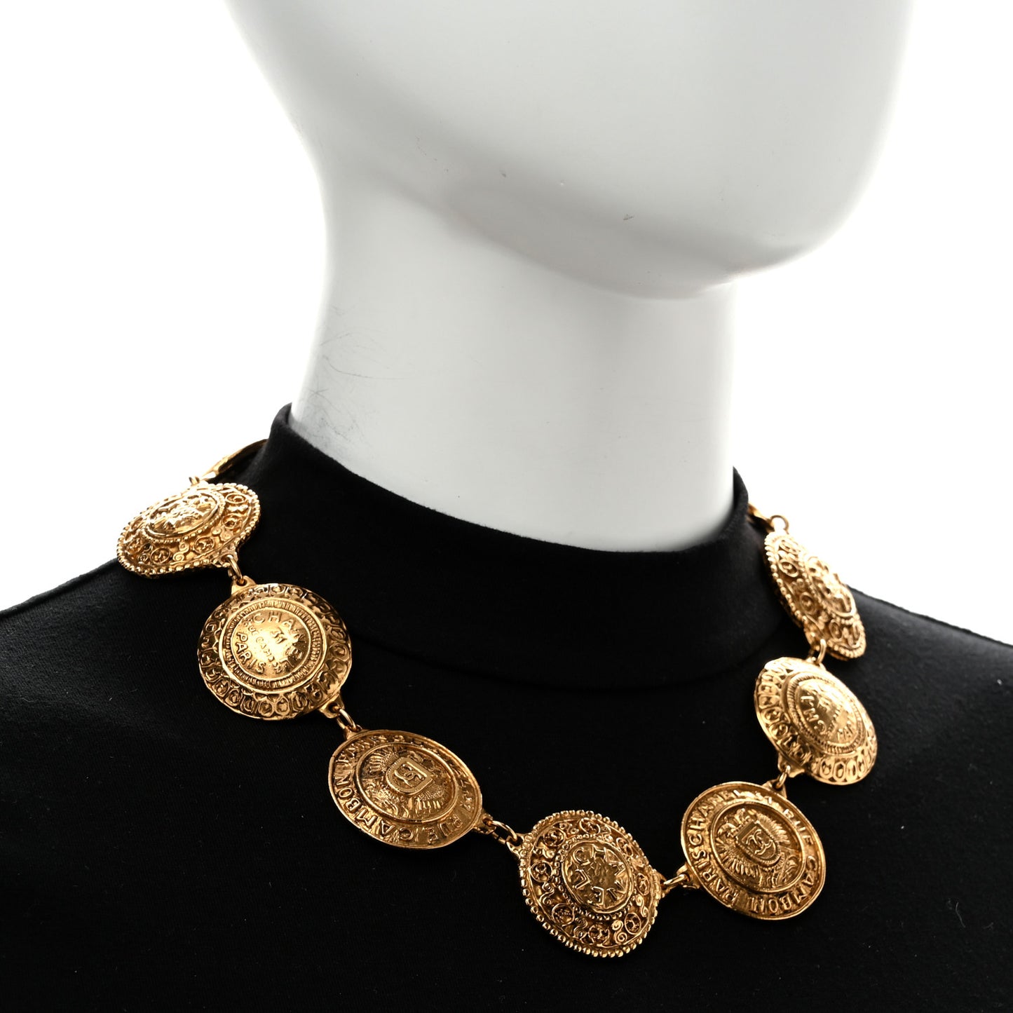 Metal CC Medallion Necklace Gold