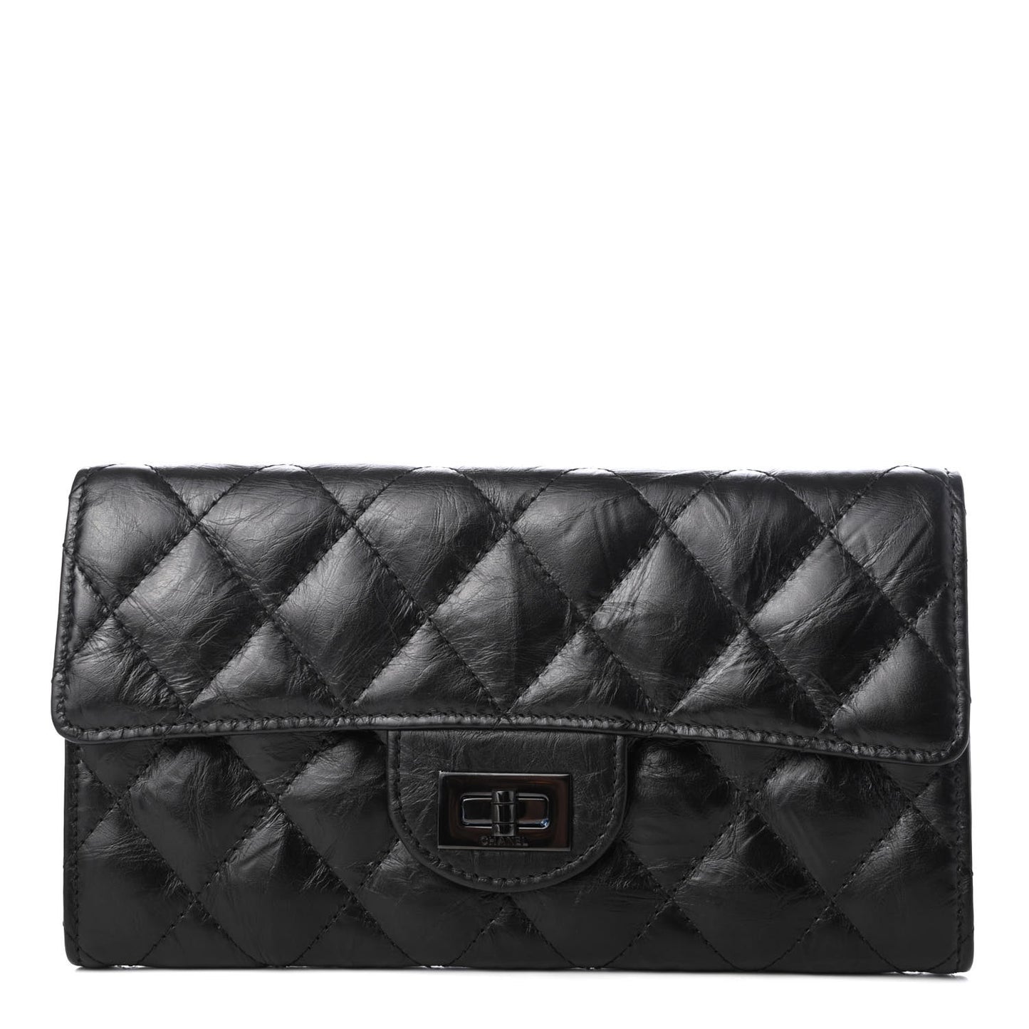 Aged Calfskin Quilted 2.55 Reissue Flap Wallet So Black