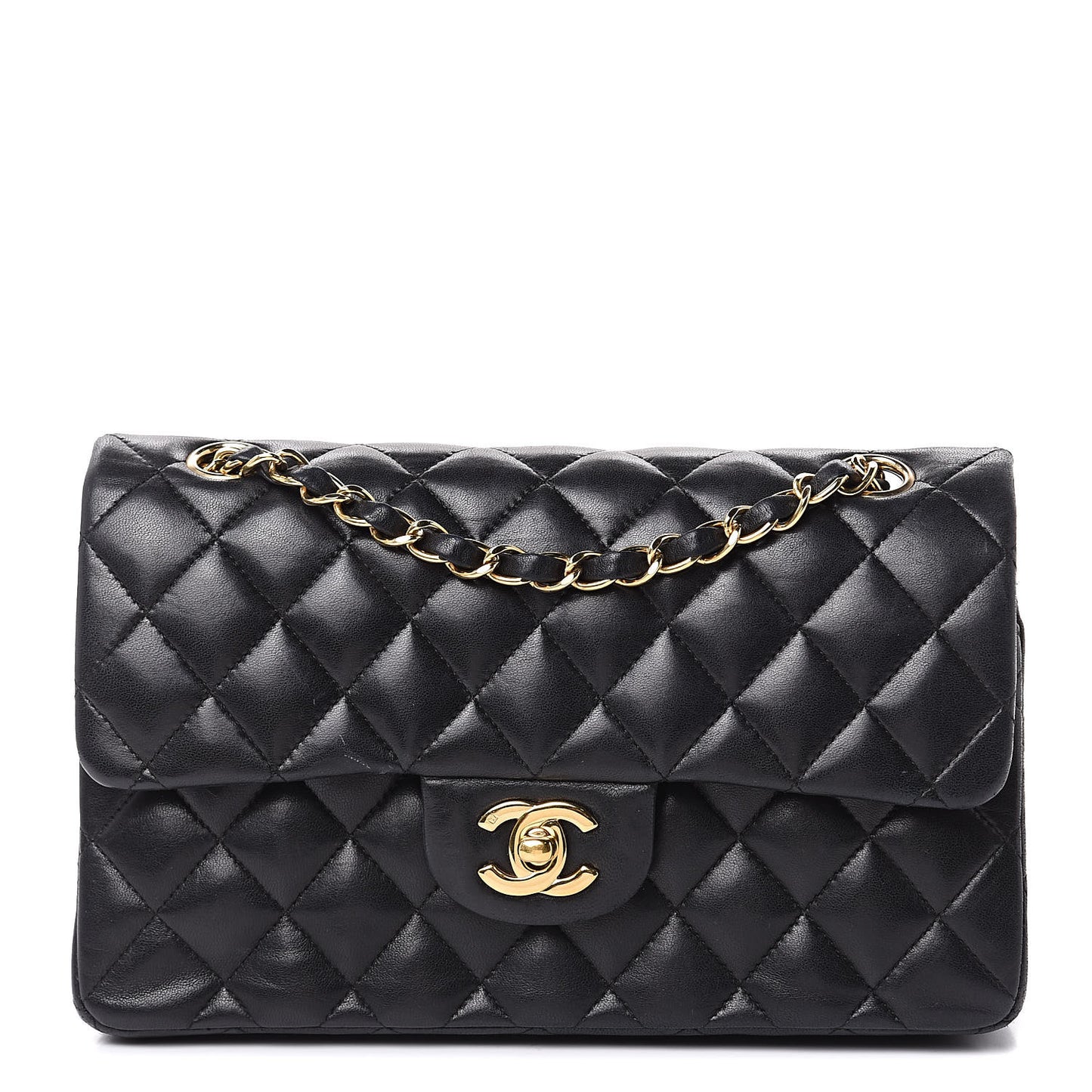 Lambskin Quilted Small Double Flap Black