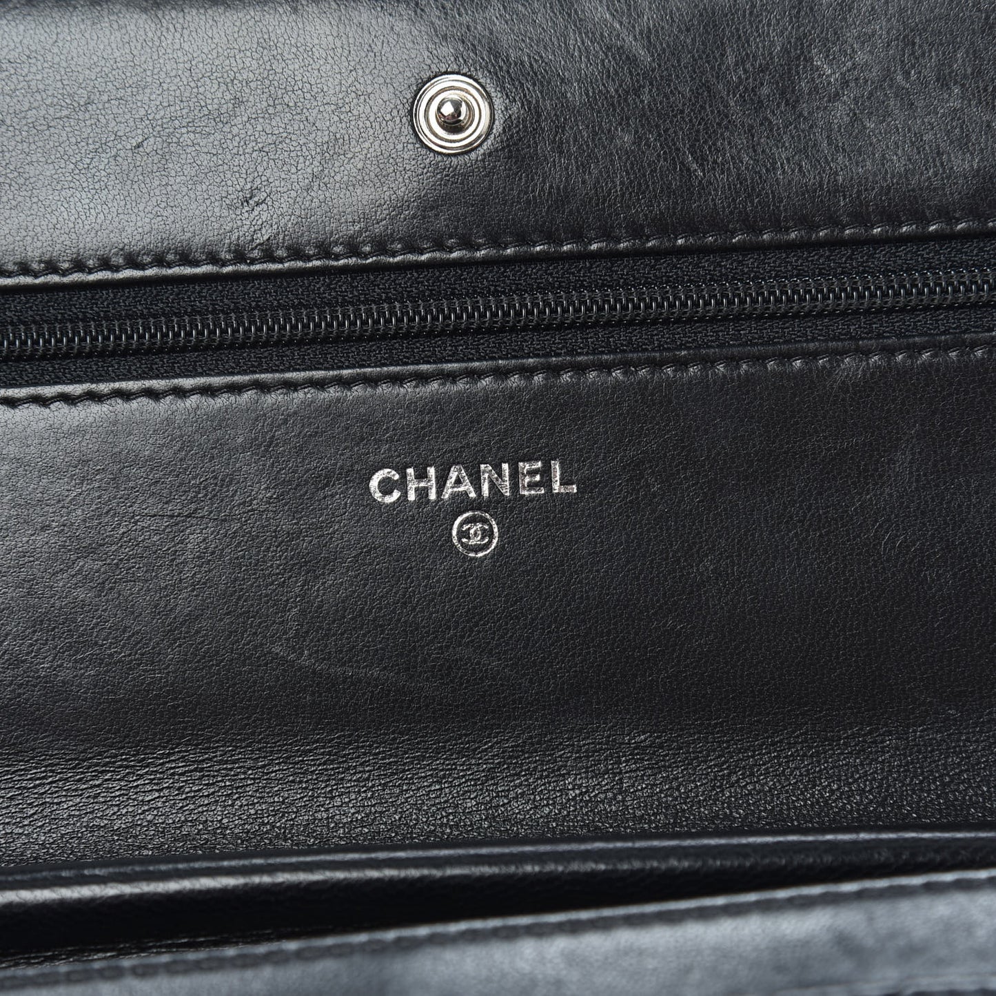Lambskin Chevron Quilted Wallet On Chain WOC So Black