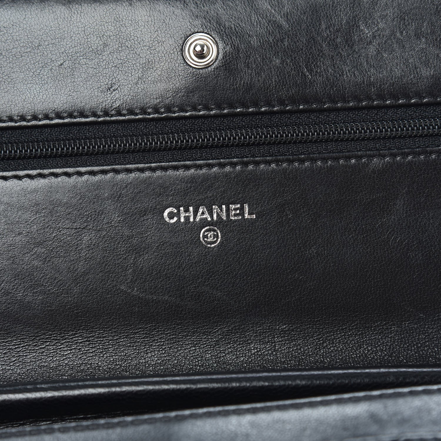 Chanel Lambskin Chevron Quilted Wallet On Chain WOC So Black 6 of 13