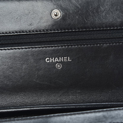 Chanel Lambskin Chevron Quilted Wallet On Chain WOC So Black 6 of 13