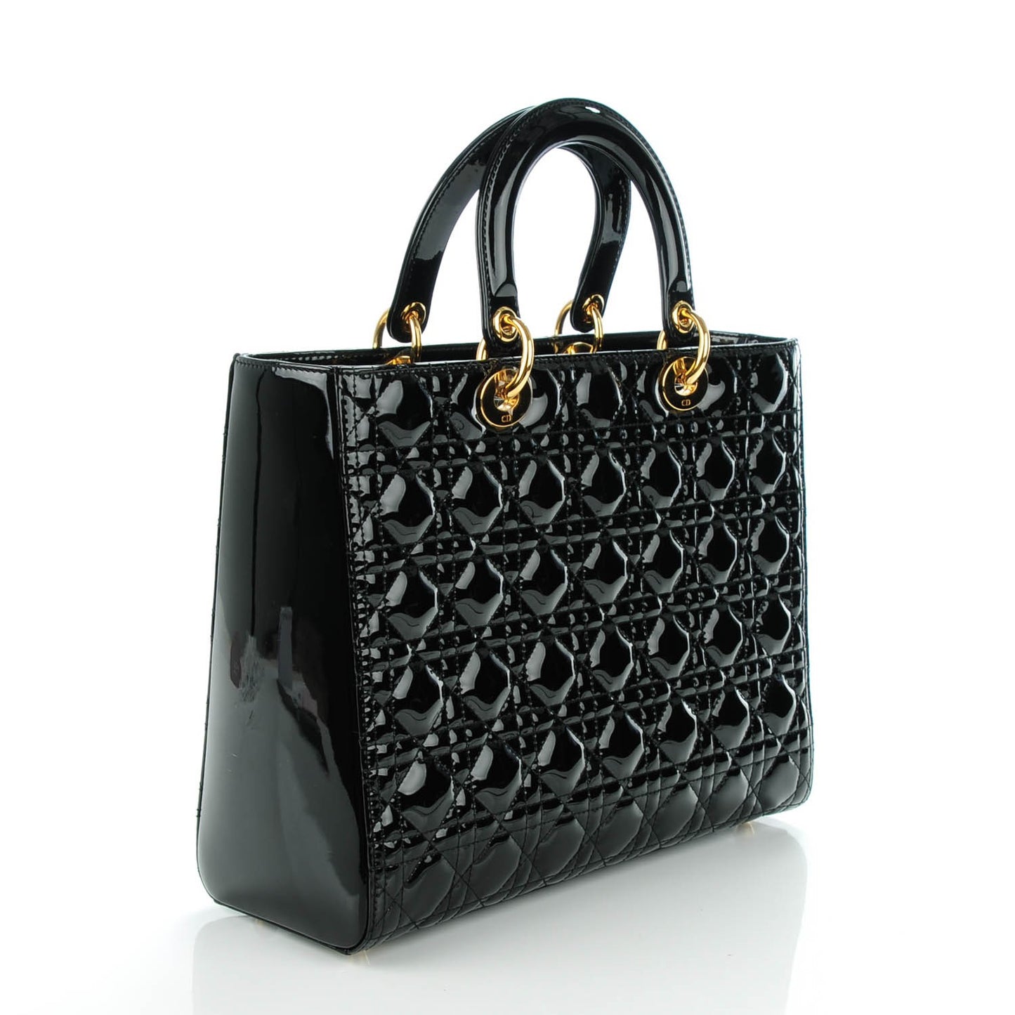 Patent Cannage Large Lady Dior Black