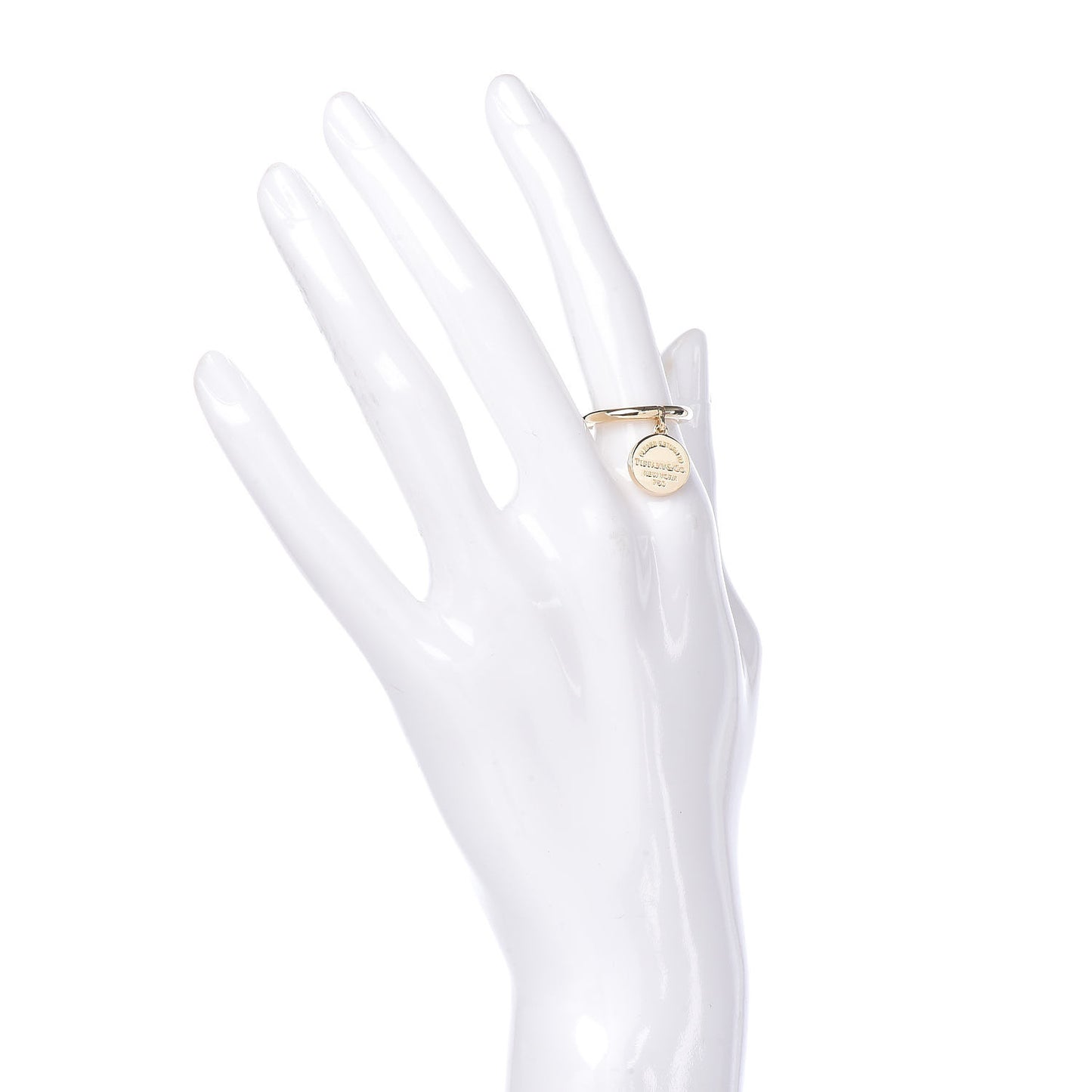 18K Yellow Gold Circle Tag Ring 49 5