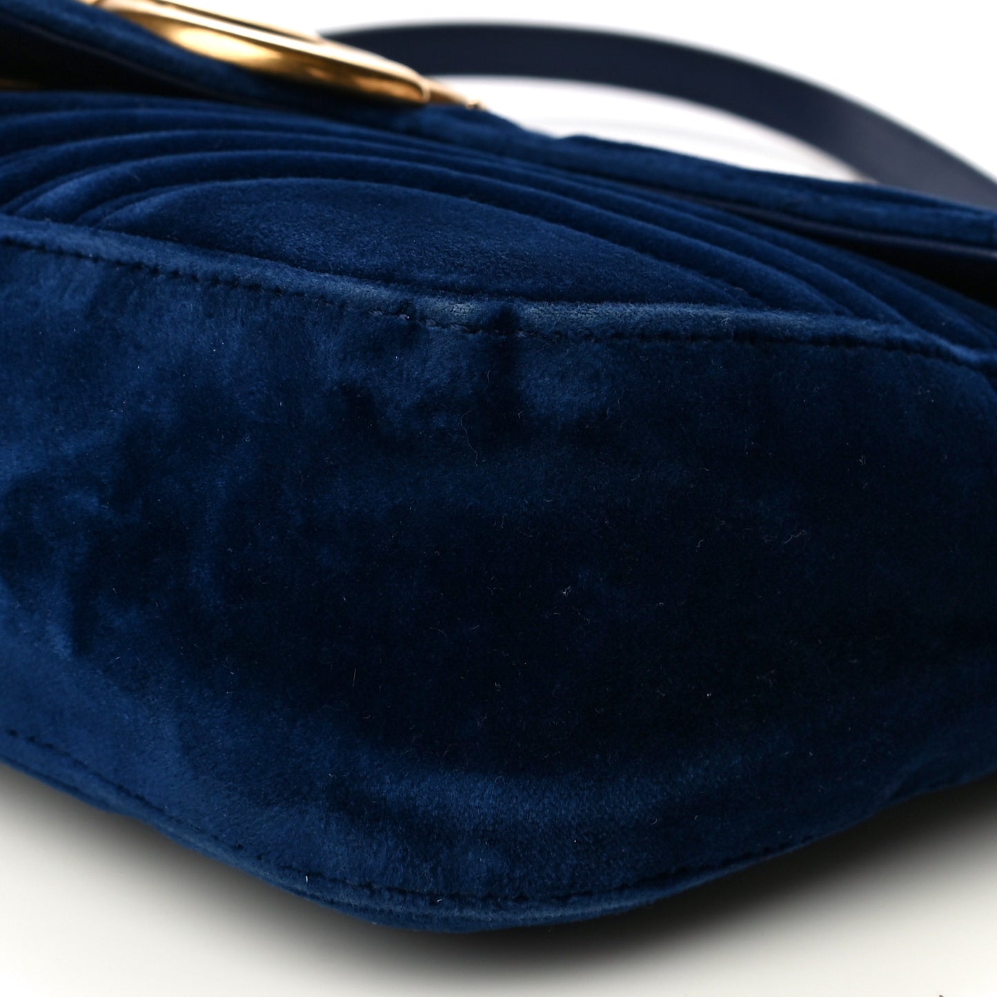 Velvet Matelasse Medium GG Marmont Shoulder Bag Cobalt Blue