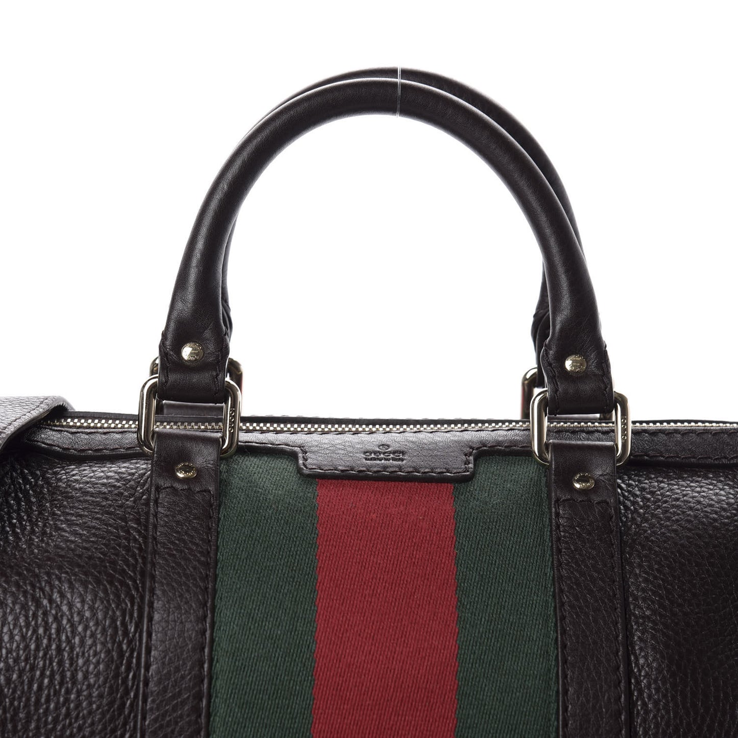 Calfskin Vintage Web Medium Boston Dark Brown