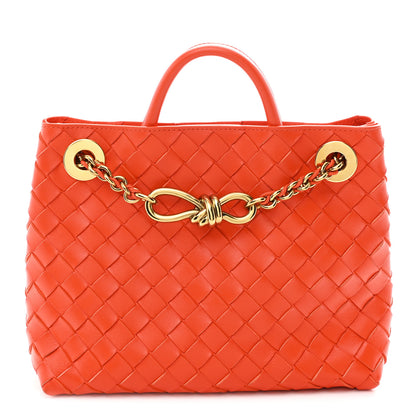 Bottega Veneta Nappa Intrecciato Small Andiamo With Chain Shoulder Bag Orange 1 of 9