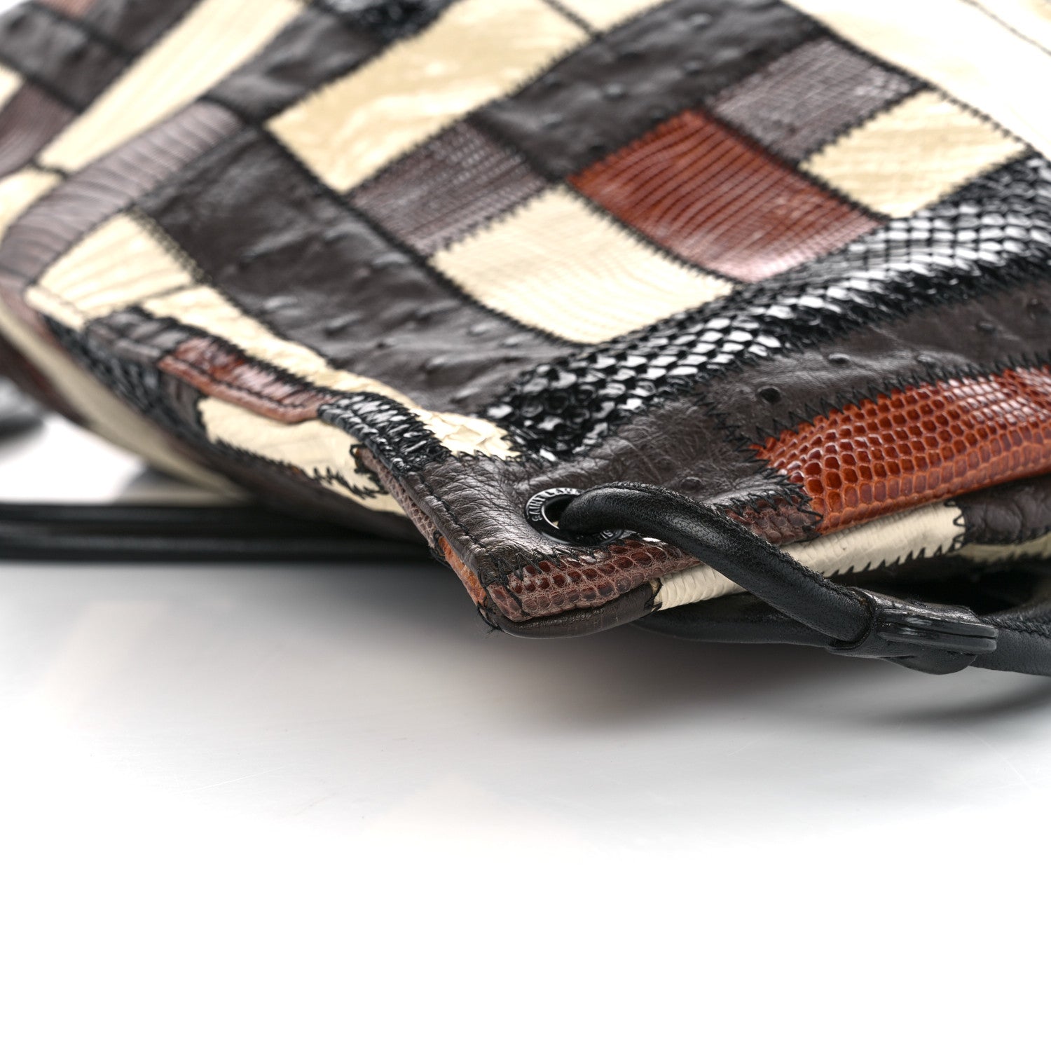 Saint Laurent Ostrich Lizard Snakeskin Patchwork Drawstring Bag Multicolor 10 of 11