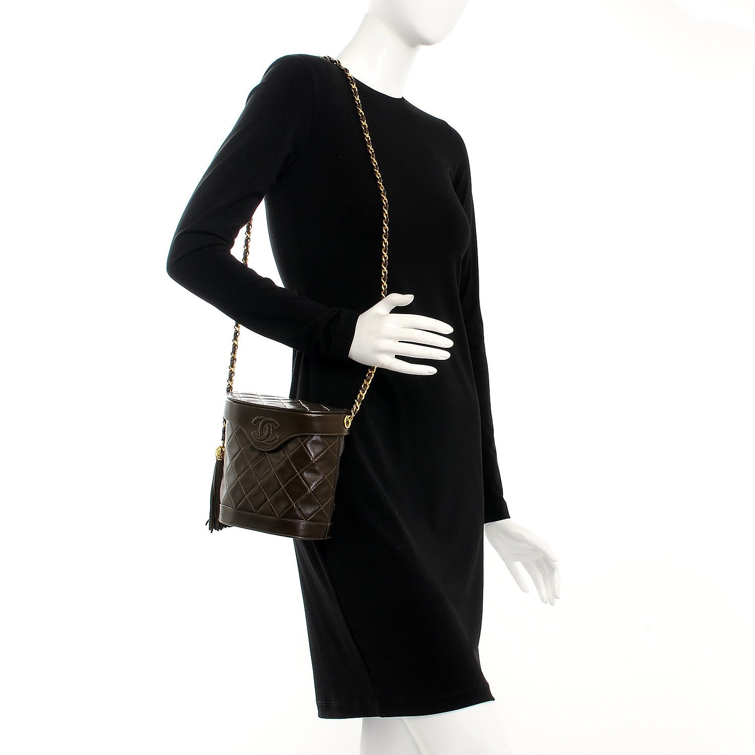 Chanel Lambskin Quilted Tassel Shoulder Bag Dark Brown 2 of 8