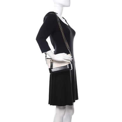 Chanel Aged Calfskin Quilted Small Gabrielle Hobo Black White 2 of 10
