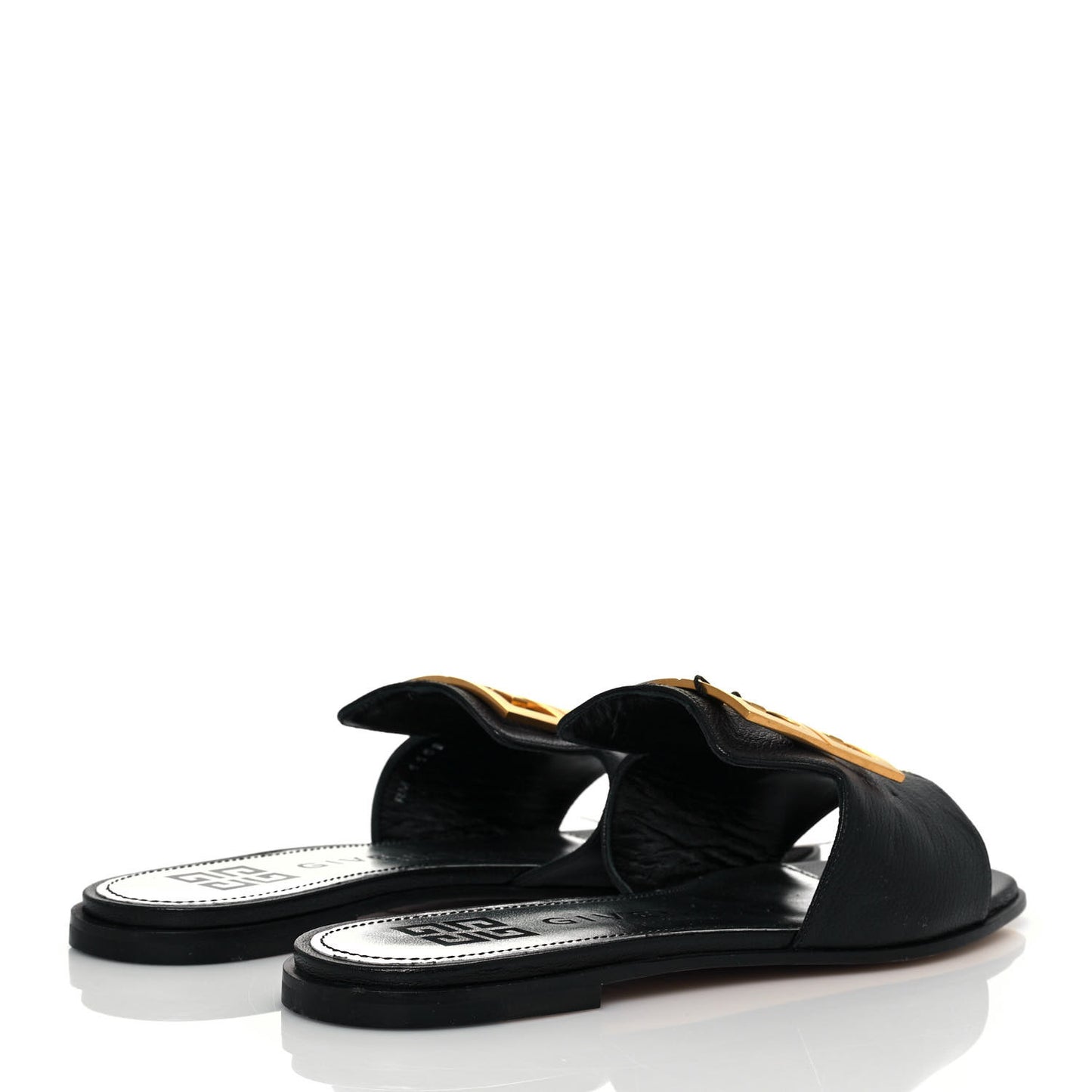 Goatskin 4G Flat Sandals 36 Black