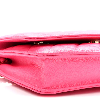 Chanel Caviar Quilted Wallet on Chain WOC Fuchsia 10 of 12