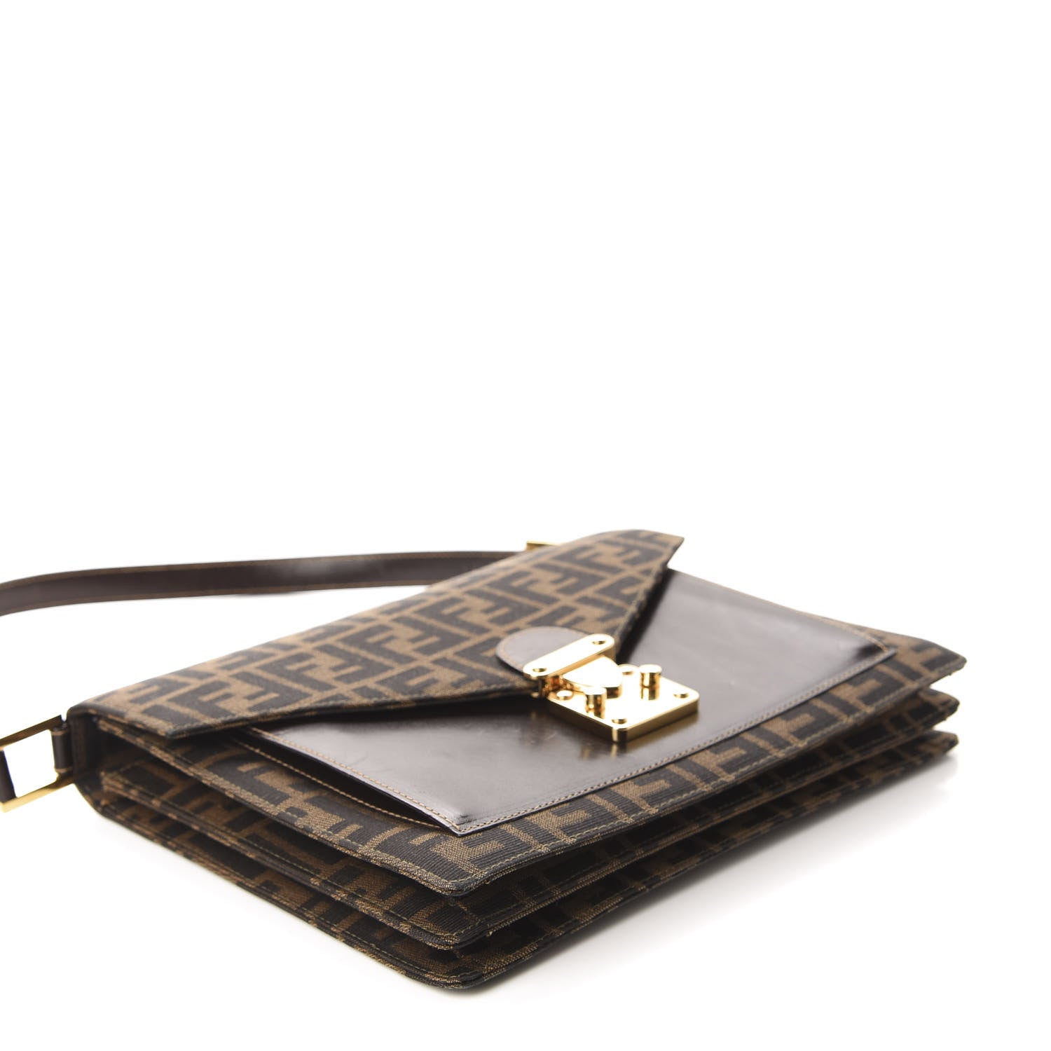 Fendi Zucca Calfskin Flap Tobacco Moro 4 of 9