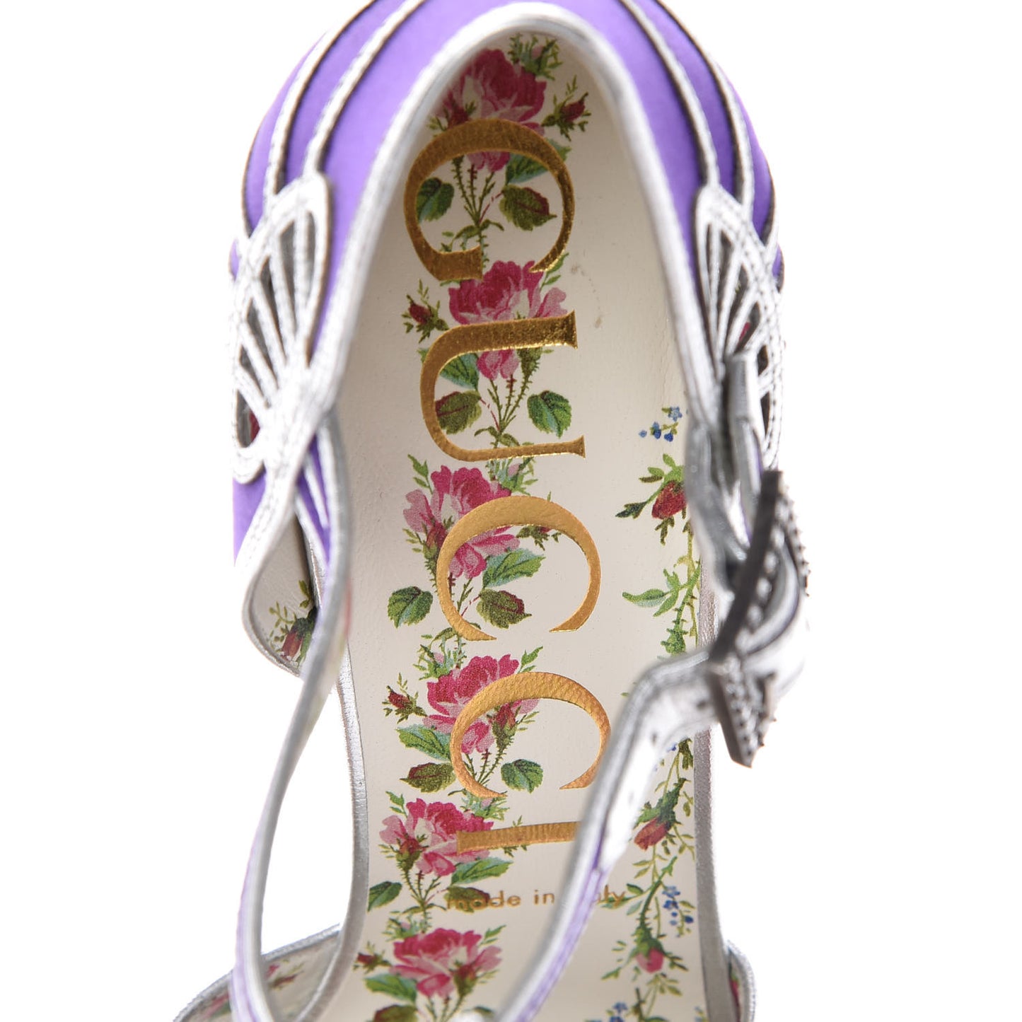Nappa Silk Mariska Embellished T-Strap Pumps 40 Purple
