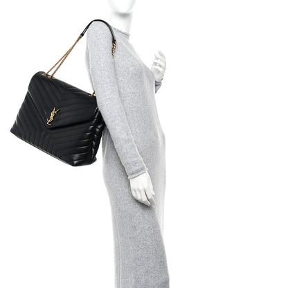 Saint Laurent Calfskin Y Quilted Monogram Large Loulou Chain Satchel Black 2 of 11